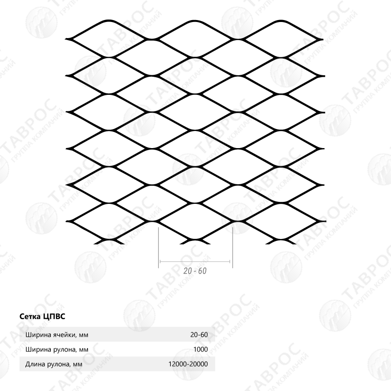 Сетка ЦПВС (40x0,7 мм) 1x15 м / D=0,5 мм